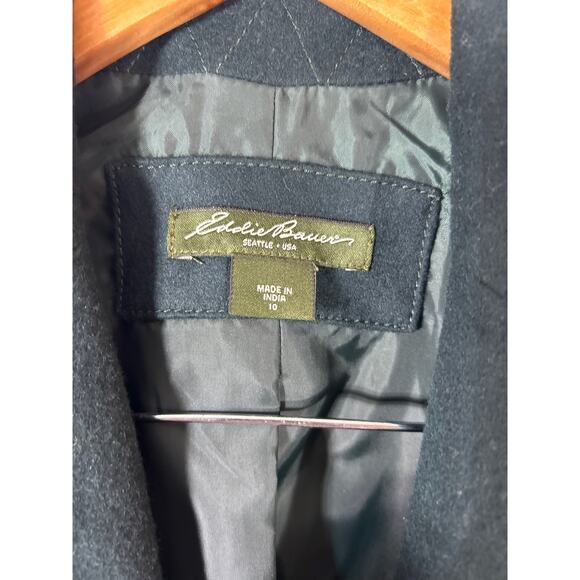 Eddie Bauer Blazer 10 Green Wool Blend Felt Classic Lined Equestrian - Picture 6 of 9